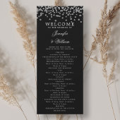 Classic Wedding Program Confetti Silver Black Einladung