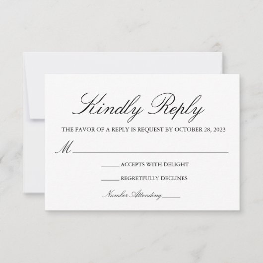 Classic Wedding Response Card RSVP Karte (Vorderseite)