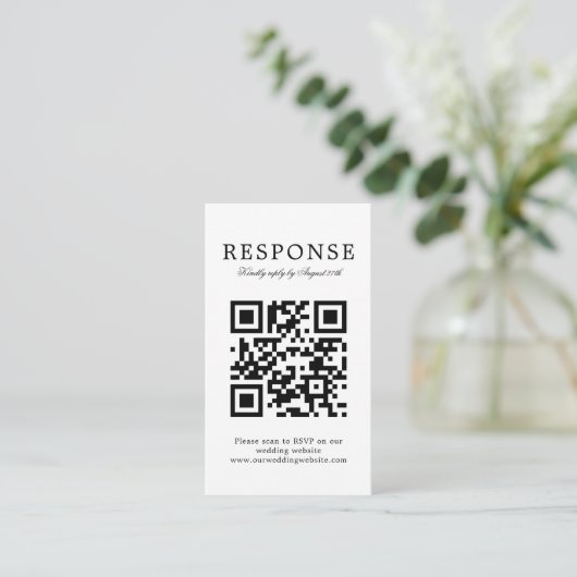 Classic Wedding Rsvp QR Code Begleitkarte (Stehend Vorderseite)