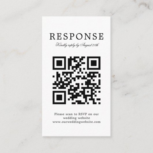 Classic Wedding Rsvp QR Code Begleitkarte (Vorderseite)