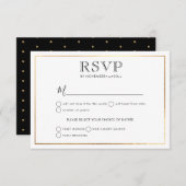 Classic Wedding RSVP Stilvoll|Gold Frame Ankündigung (Vorne/Hinten)