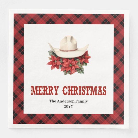 Classic Western Red Black Christmas Napkins Serviette (Vorderseite)