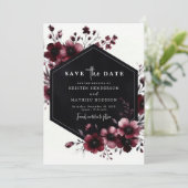 Classic Whimsical Burgundy Wedding Save The Date (Stehend Vorderseite)