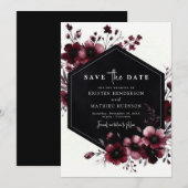 Classic Whimsical Burgundy Wedding Save The Date (Vorne/Hinten)
