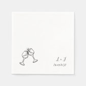 Classic Whimsical Wine Glasses Initials Wedding Serviette (Vorderseite)
