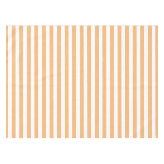 Classic White and Light Orange Stripes Tischdecke (Vorderseite (Horizontal))