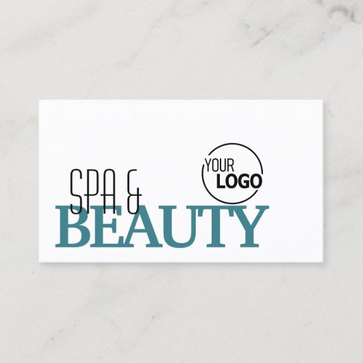 Classic White Aquamarin Stylish Simple Logos und F Visitenkarte (Vorderseite)