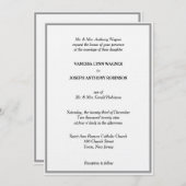 Classic White Black Silver Monogram Wedding  Einladung (Vorne/Hinten)