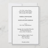 Classic White Black Silver Monogram Wedding Einladung (Vorderseite)