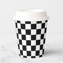 Classic White Black Square Pattern Paper Cups