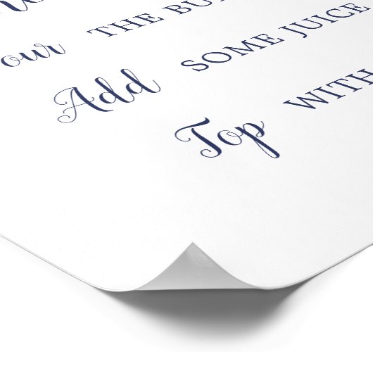 Classic White Blume Brautparty Mimosa Bar Sign Poster (Ecke)