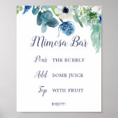 Classic White Blume Brautparty Mimosa Bar Sign Poster (Vorne)