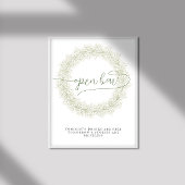 Classic White Blume Brautparty Open Bar Poster