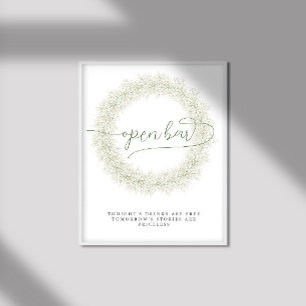 Classic White Blume Brautparty Open Bar Poster