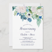 Classic White Blume Housewarming Party Einladung (Vorderseite)