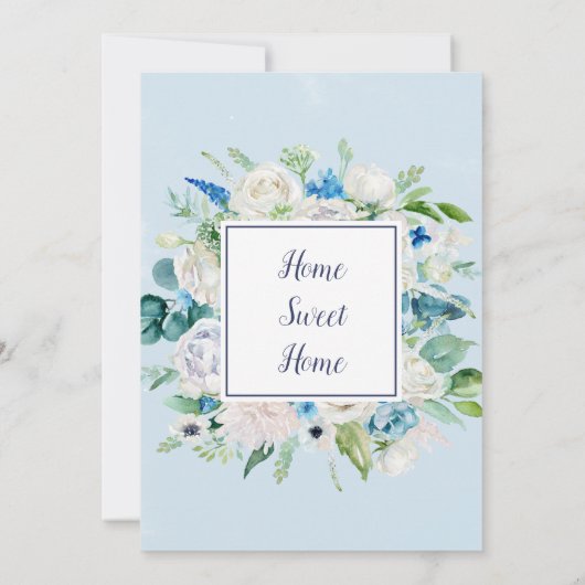 Classic White Blume Housewarming Party Einladung (Rückseite)