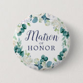 Classic White Blume Matron of Honor Brautparty Button (Vorderseite)