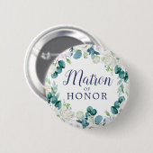 Classic White Blume Matron of Honor Brautparty Button (Vorne & Hinten)