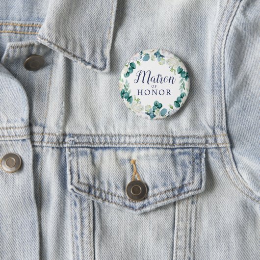 Classic White Blume Matron of Honor Brautparty Button (Beispiel)