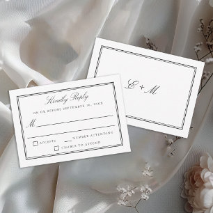 Classic White Elegant Formal Wedding RSVP Karte