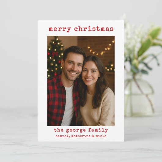 Classic White Festive Photo Collage Christmas Card (Stehend Vorderseite)