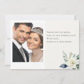 Classic White Floral Greenery Watercolor Botanical Dankeskarte (Rückseite)