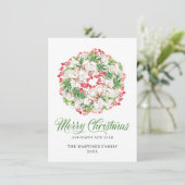 Classic White Floral Red Berry Wreath Weihnachten (Stehend Vorderseite)