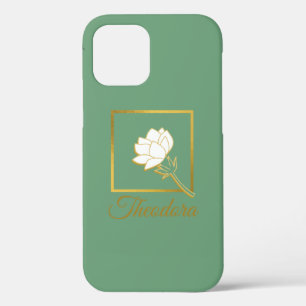 Classic White Gold Blume Eleganter grüner Hintergr Case-Mate iPhone Hülle