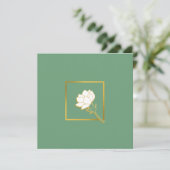 Classic White Gold Blume Eleganter grüner Hintergr Dankeskarte (Stehend Vorderseite)