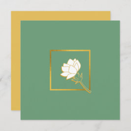 Classic White Gold Blume Eleganter grüner Hintergr Dankeskarte