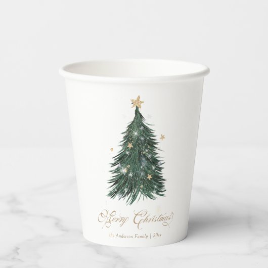 Classic White Gold Christmas Pappbecher (Rückseite)