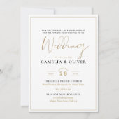 Classic White Gold gedruckt oder Digital Wedding Einladung (Vorderseite)