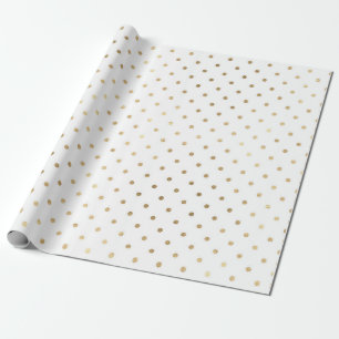 Classic White Golden Polka Kleine Punkte Geschenkpapier