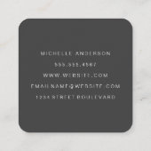 Classic White Gray | Minimal Quadratische Visitenkarte (Rückseite)