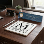 Classic White Keramik Tile mit Initial & Name Fliese