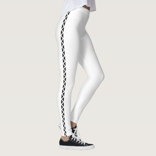 Classic White Leggings with Black Side Stripe (Rechts)