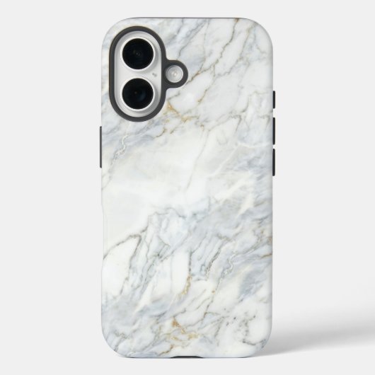 Classic White Marble & Gold Veins Case | iPhone 16 (Rückseite)
