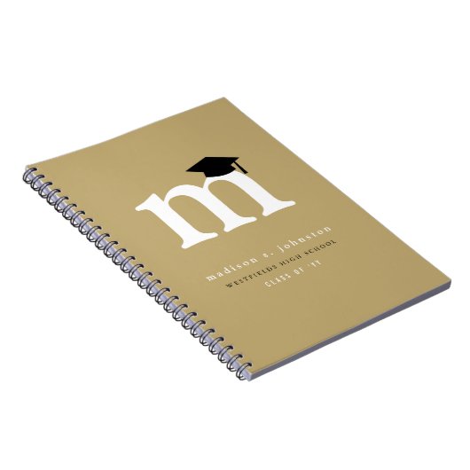 Classic White Monogram and Mortar Board Graduation Notizblock (Rechte Seite)