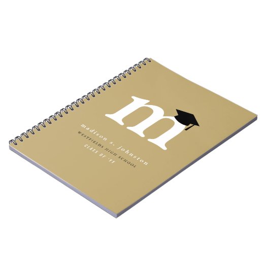 Classic White Monogram and Mortar Board Graduation Notizblock (Linke Seite)