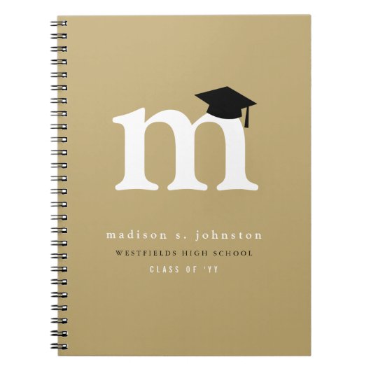Classic White Monogram and Mortar Board Graduation Notizblock (Vorderseite)