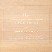 Classic White Monogram Calligrafy Wedding Acryleinladungen (Vorderseite)