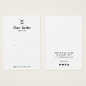 Classic White Monogram Earring Display Card (Vorne & Hinten)