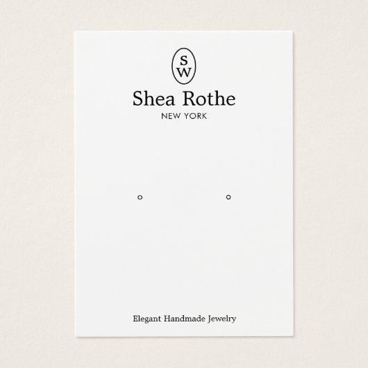 Classic White Monogram Earring Display Card (Vorderseite)