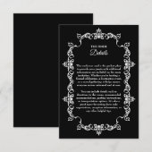 Classic White on Black Ornately Framed Wedding Begleitkarte (Vorne/Hinten)