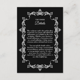 Classic White on Black Ornately Framed Wedding Begleitkarte