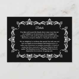 Classic White on Black Ornately Framed Wedding Begleitkarte