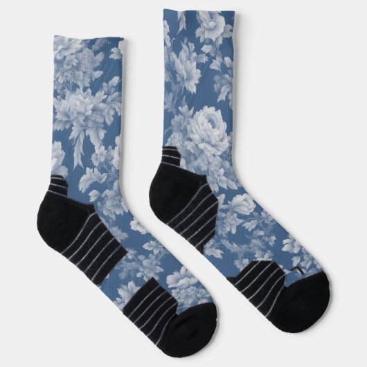 Classic White on Blue Toile Crew Socks - Fit Socken (Rechts)