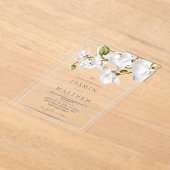 Classic White Orchids Frame Elegant Wedding Acryleinladungen (Ablage )