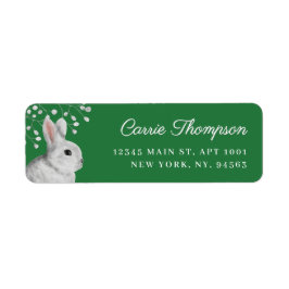 Classic White Rabbit & Florals Green Address