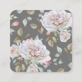 Classic White Rose |Gray Wedding Website UAWG Quadratische Visitenkarte (Rückseite)